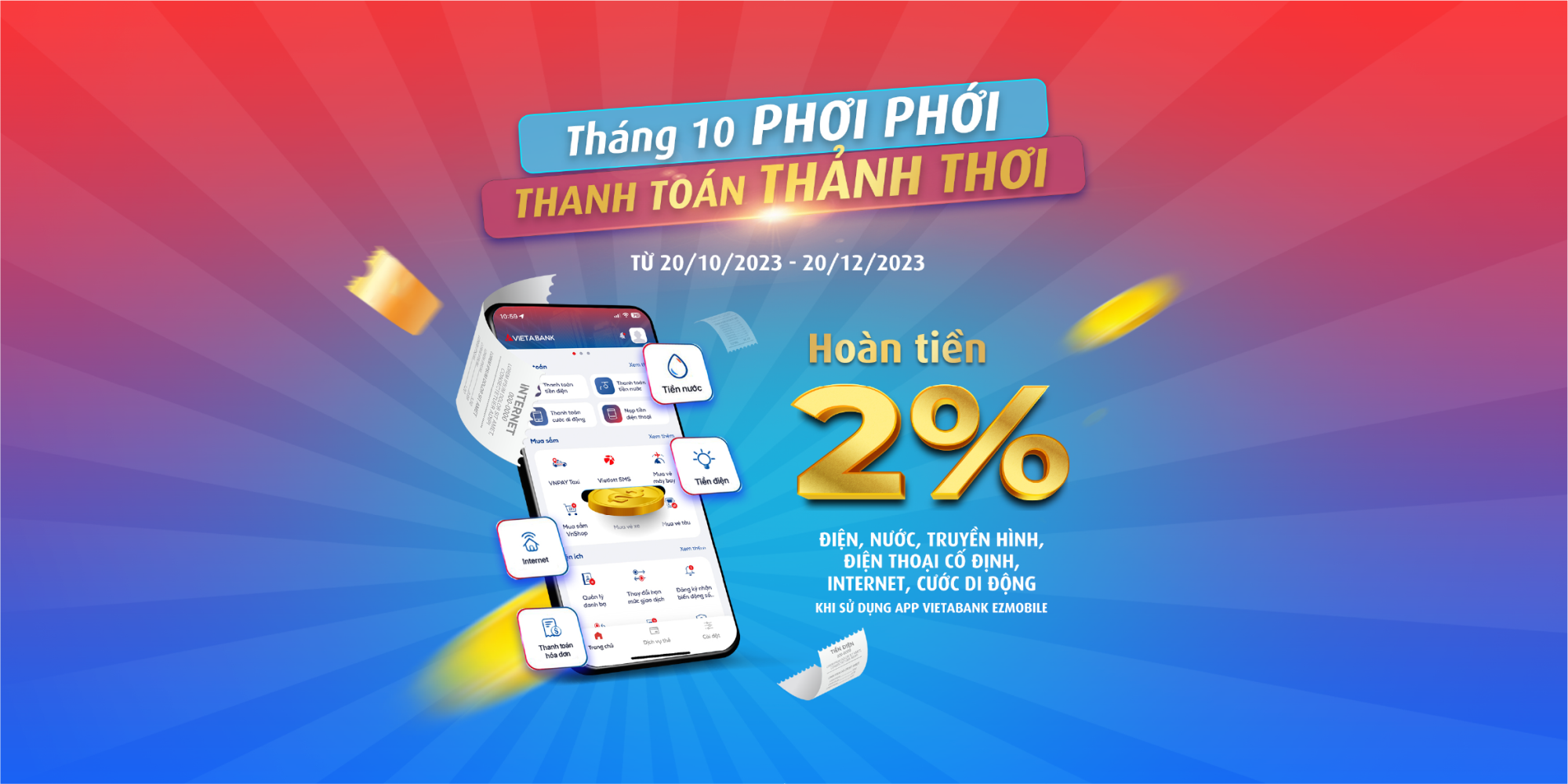 Tháng Mười phơi phới, thanh toán thảnh thơi cùng VietABank EzMobile